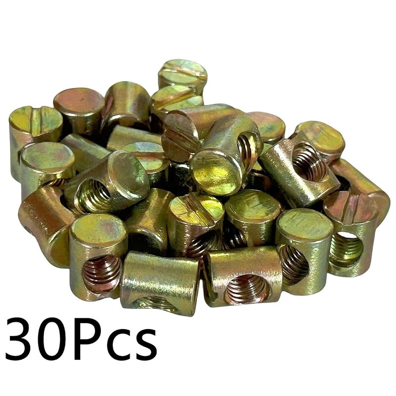 NACX M8 x 15mm Slotted Barrel Nuts Cross Dowel Slotted Nuts, 30Pcs - Image 3